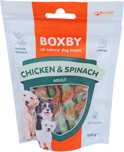 Boxby chicken and spinach sticks, 100 gram