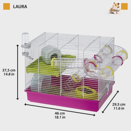 LAURA - Hamster cage on two floors, complete with tubes