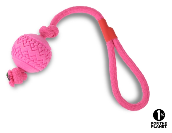 Speelgoed hond TPR Bal + koord roze 45cm