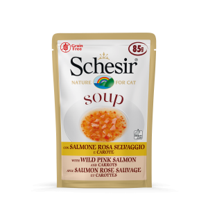 Schesir kat pouch soup zalm&wortel 85gr