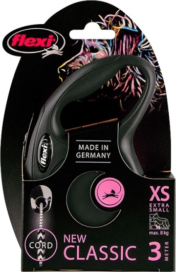 Flexi rollijn CLASSIC cord XS zwart, 3 meter