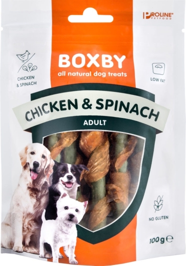 Boxby chicken and spinach sticks, 100 gram
