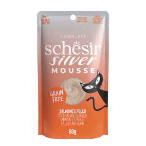 Schesir Silver kat senior pouch mousse zalm 80gr