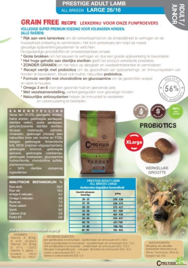 Cpro Food Prestige Adult Lamb Large Grain Free 2,5kg