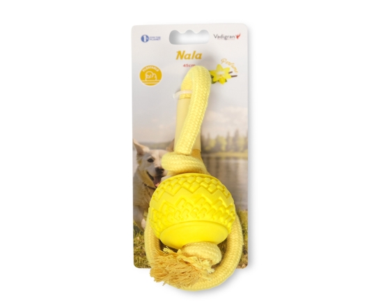 Speelgoed hond TPR Bal + koord geel 45cm