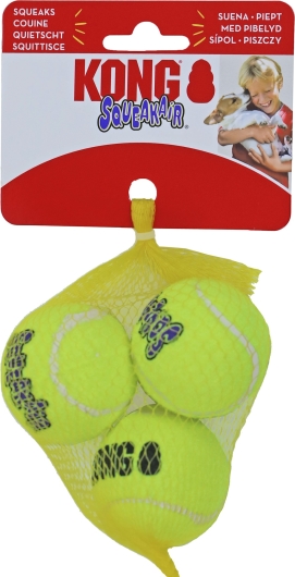 Kong hond Squeakair met piep small, net à 3 tennisballen