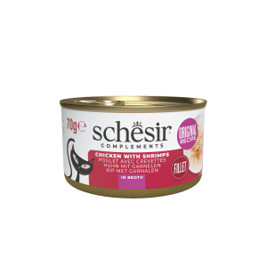 Schesir Complementary kat blik bouillon kip&garnalen 70gr