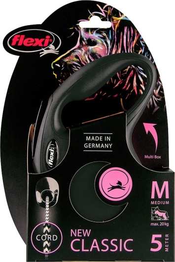 flexi rollijn CLASSIC cord M zwart, 5 meter.