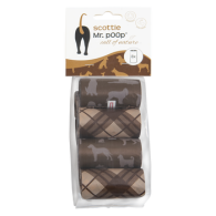Mr.POOP SCOTTIE Navul. poepzakjes 8 Rolletjes-Bruin motief