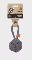 M-PETS COTO ECO touw hondenspeelgoed grijze bal met lus 8 cm